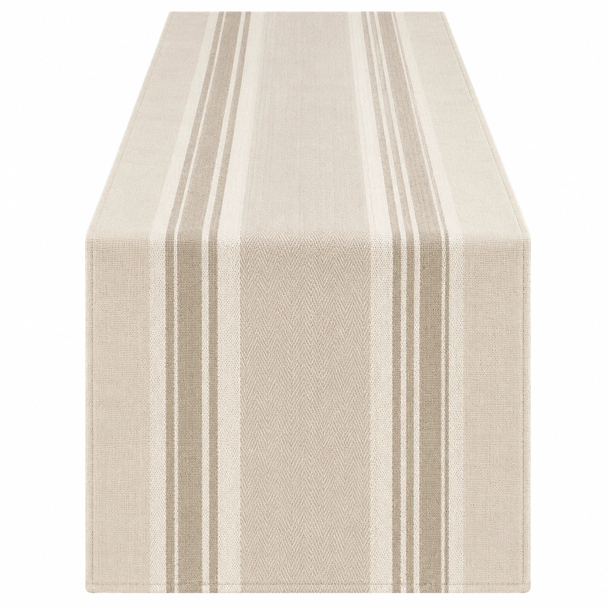 Chemin de Table Rayé Beige et Blanc 180x35 cm