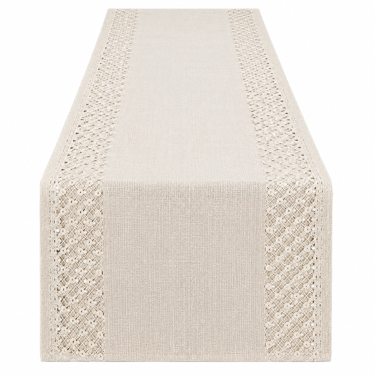 Chemin de Table Dentelle Beige Élégant 180x40 cm