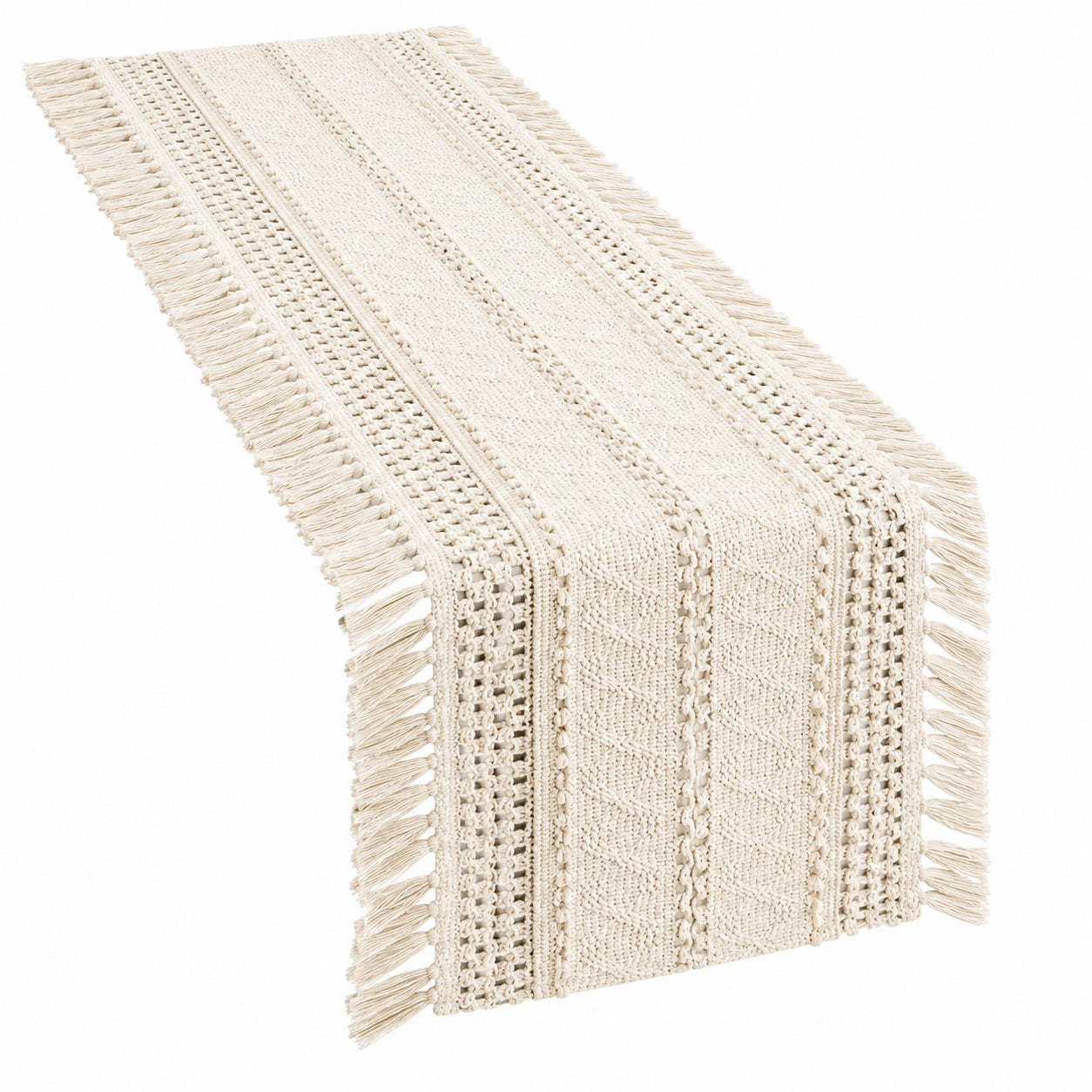 Chemin de Table Beige avec Franges 200x35 cm