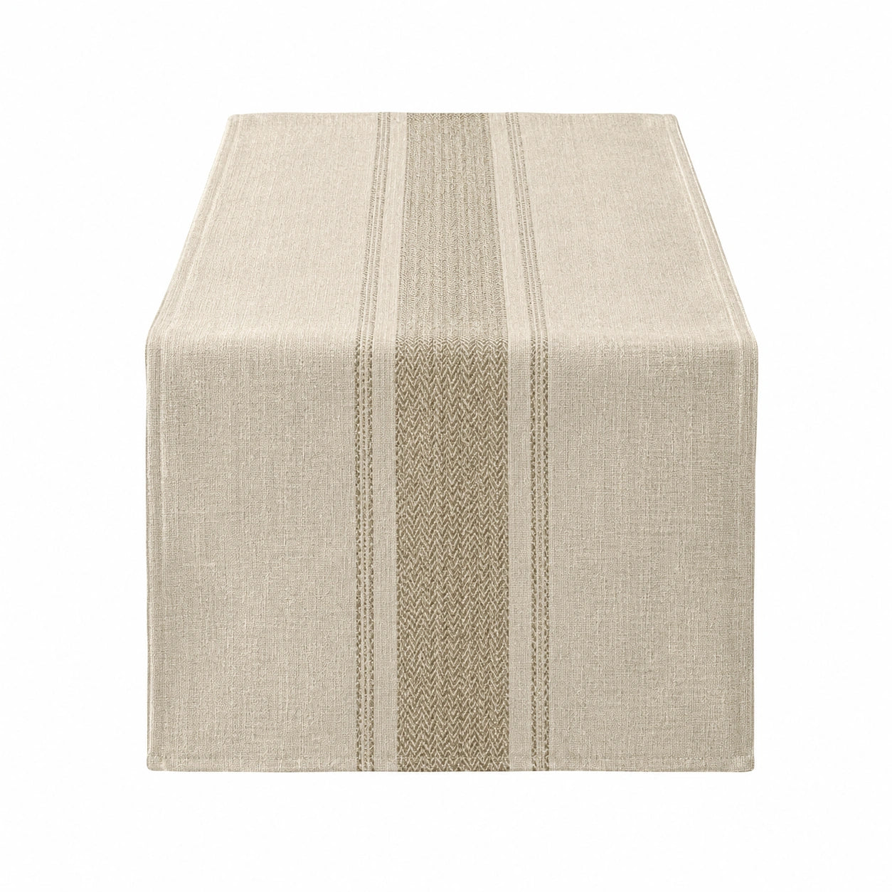 Chemin de Table Élégant Tissé Beige Rayé 140x40 cm