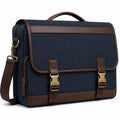 Sacoche en toile bleu marine avec boucles en cuir marron