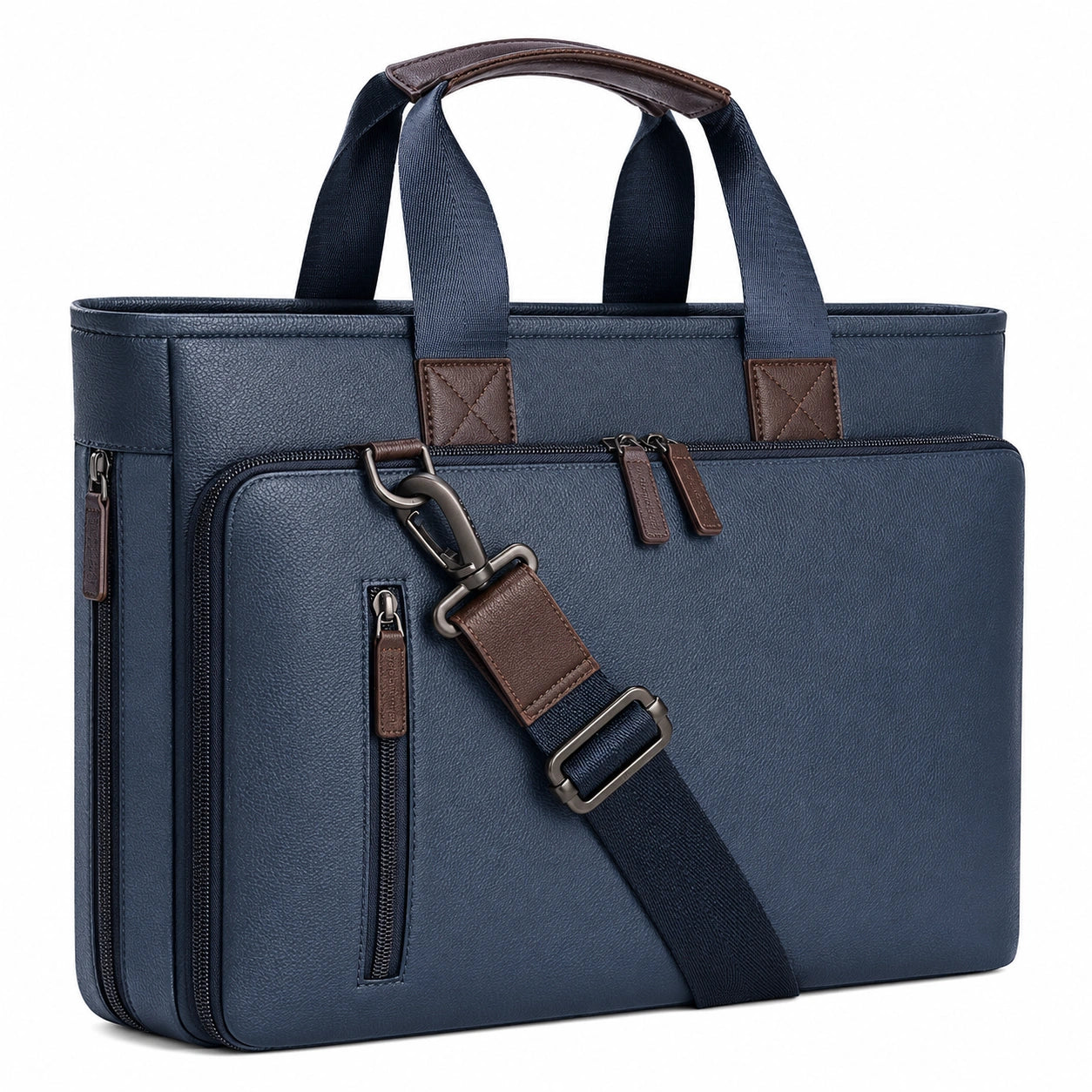 Sacoche pour ordinateur portable, bleu et marron, 40cm