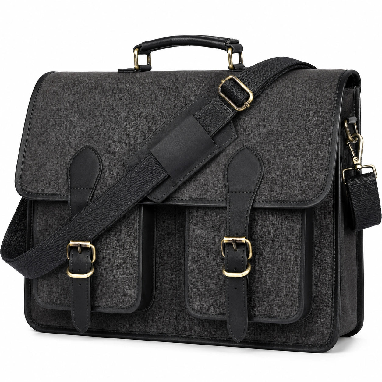 Sacoche Vintage en Toile avec Sangle Réglable - Noir