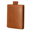 Porte-cartes en cuir marron avec fermeture à languette