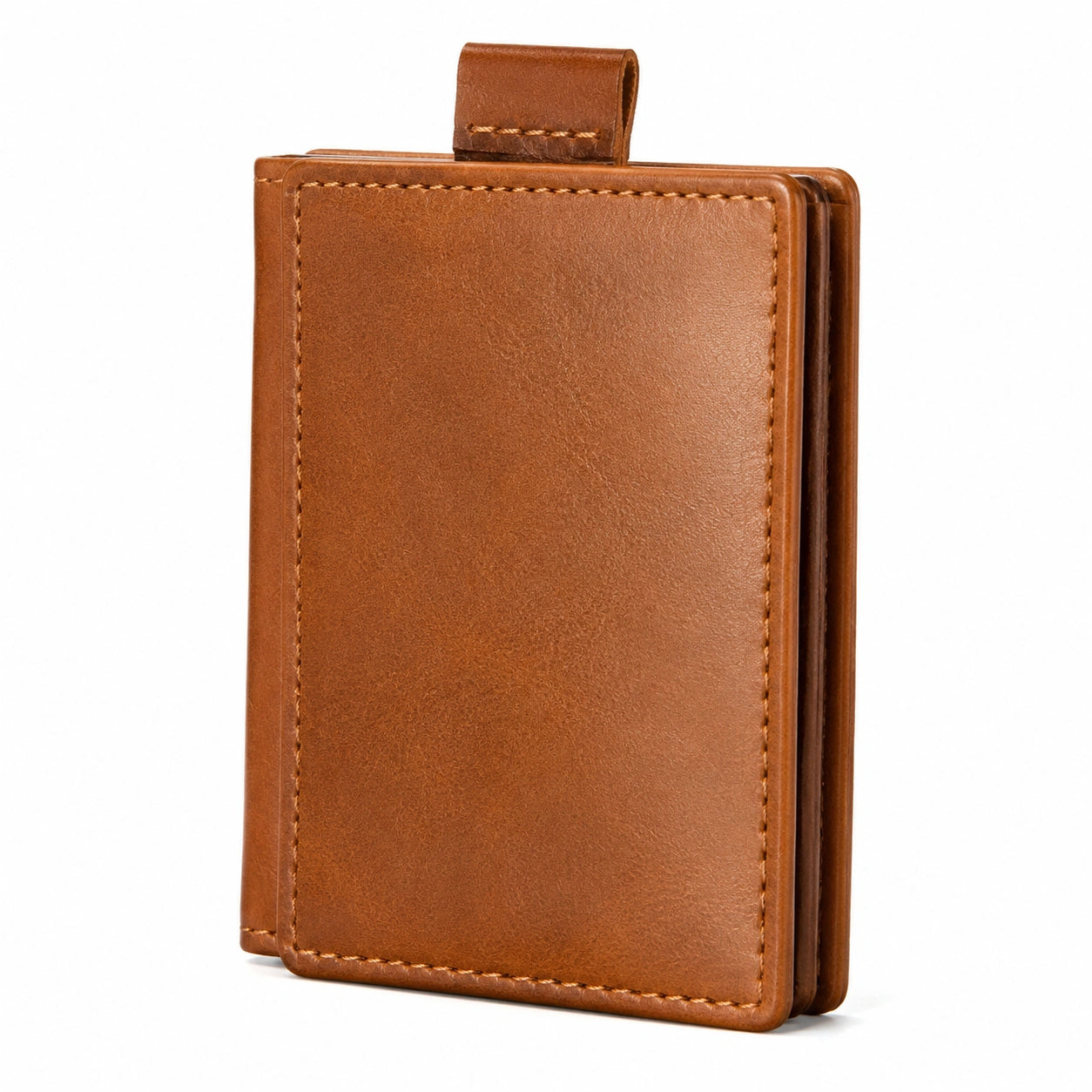 Porte-cartes en cuir marron avec fermeture à languette