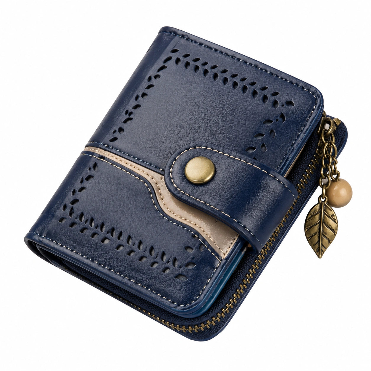 Portefeuille bleu pour femme avec motifs décoratifs