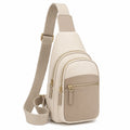 Sacoche à Bandoulière Triangulaire Beige Élégante