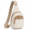 Sac Bandoulière Femme Beige et Marron avec Sangle Géométrique