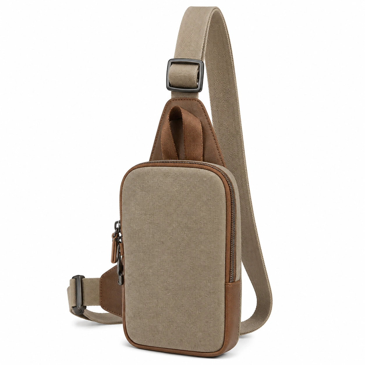 Sacoche bandoulière unisexe beige et marron