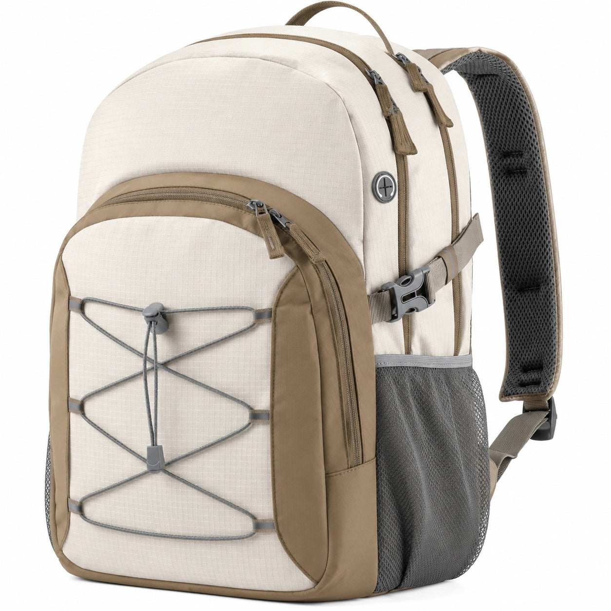 Sac à dos beige et marron résistant à l'eau