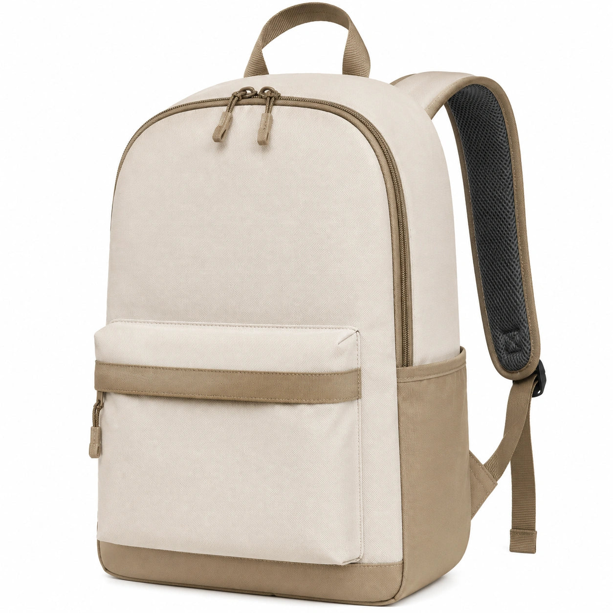 Sac à dos minimaliste beige et marron avec fermeture éclair