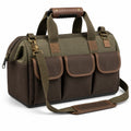 Sac à outils marron et vert avec bandoulière réglable