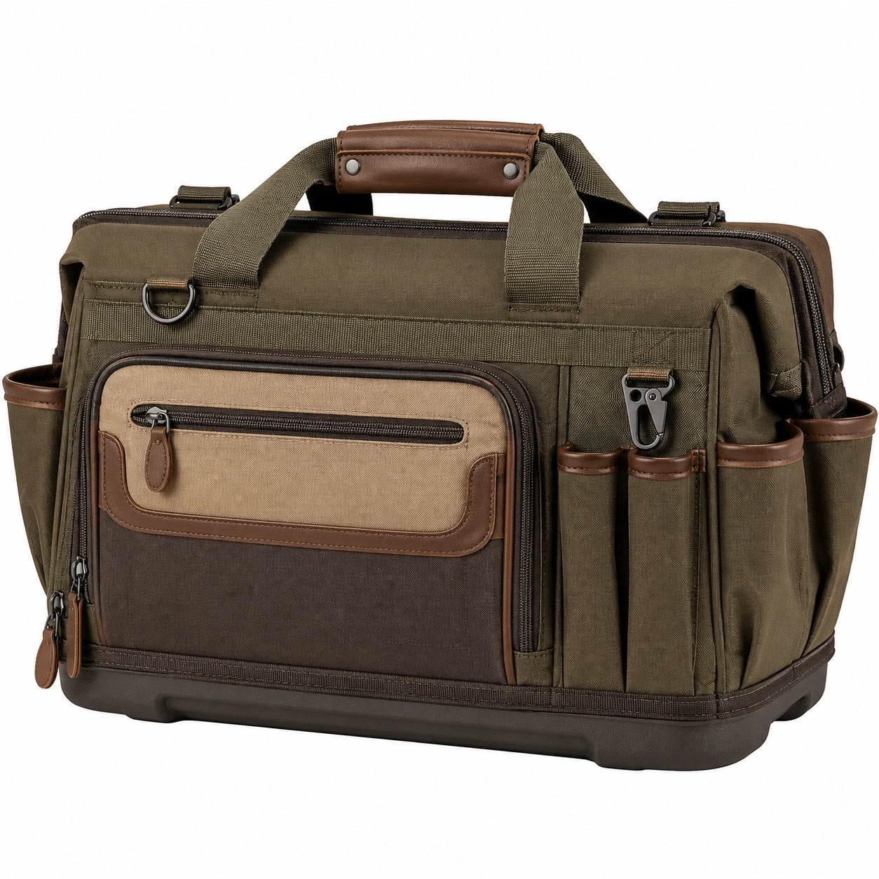 Sac à outils multifonction kaki et marron 45cm