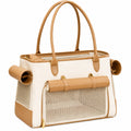 Sac de transport pour animaux avec fenêtres de ventilation beige et brun