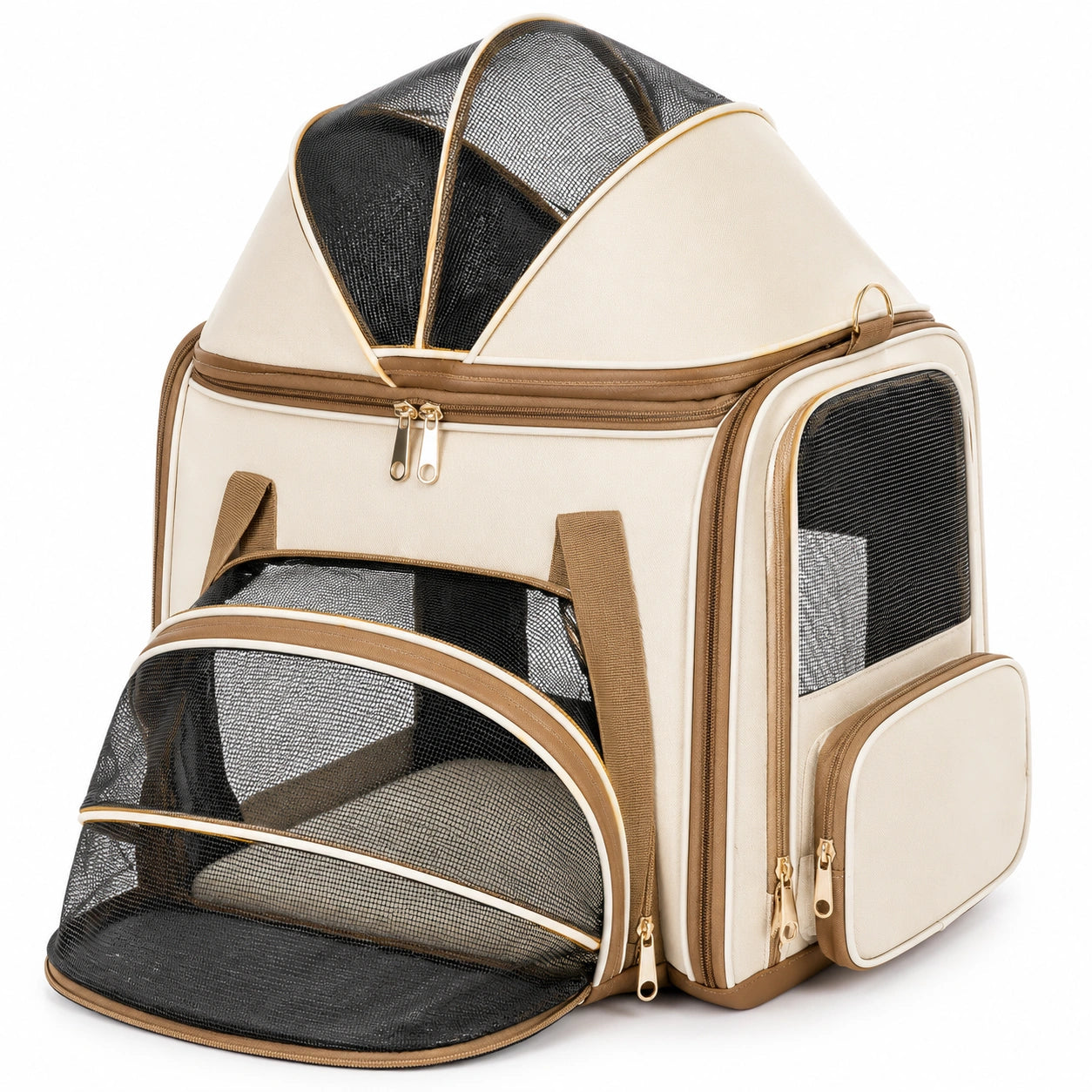 Sac à Dos de Transport pour Animaux Beige avec Capacité de 40L